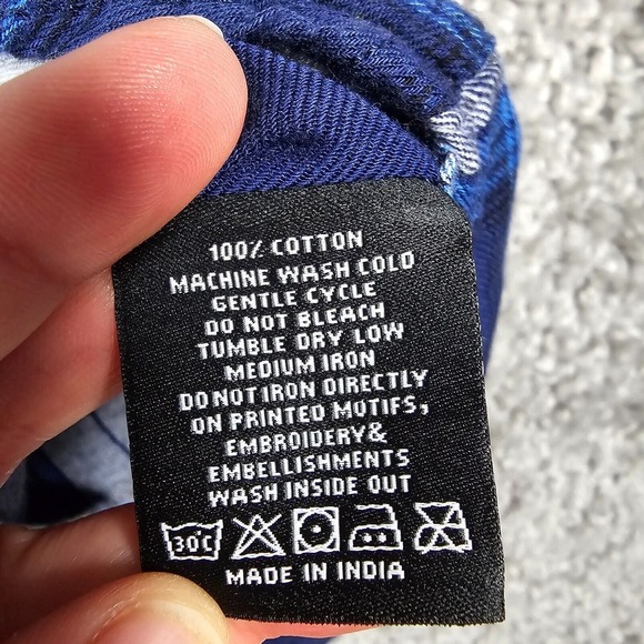 Ed Hardy Shirt Mens‎ Large Blue Plaid Button Up Long Sleeve Outdoors Casual - Picture 6 of 13